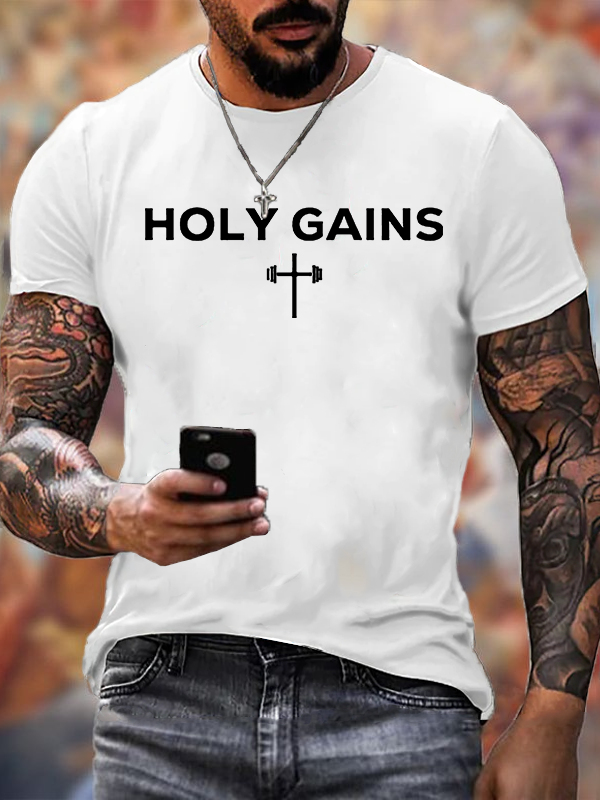 Holy Gains Jesus God Christian Cotton T-Shirt