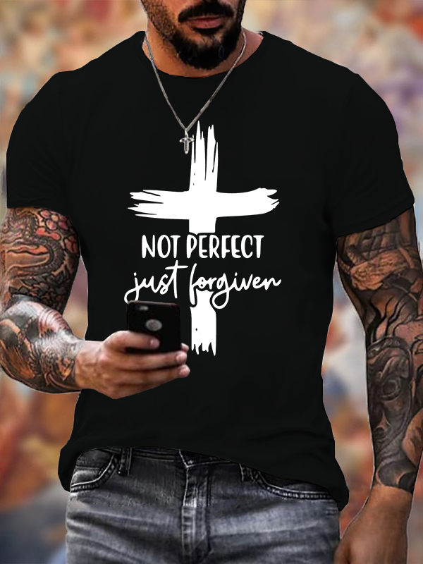 Not Perfect Just Forgiven Jesus God Christian Cotton T-Shirt