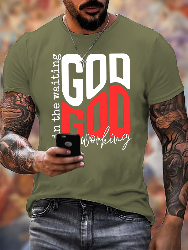 In The Waiting God Is Working Jesus God Christian Cotton T-Shirt