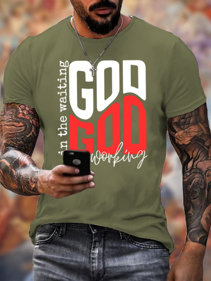 In The Waiting God Is Working Jesus God Christian Cotton T-Shirt