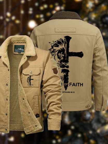 Men's Man of Faith Casual Fleece-Lined Jacket