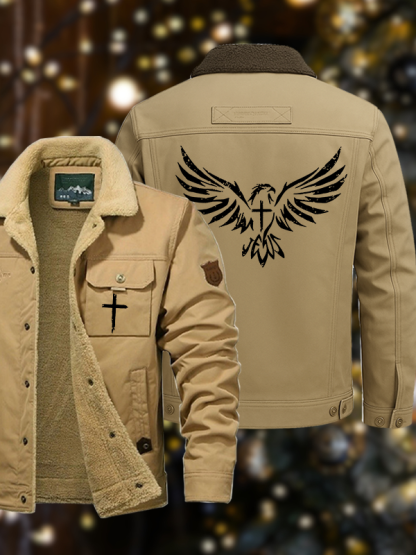 Men's Wings Like Eagles  Casual Fleece-Lined Jacket