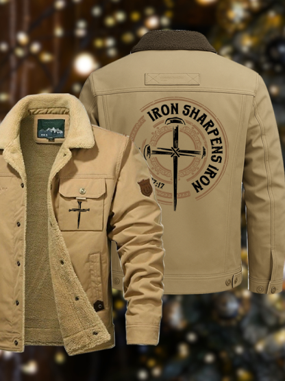 Men's Iron Sharpens Iron - Proverbs 27:17  Casual Fleece-Lined Jacket