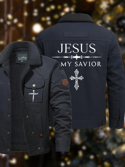 Men's Jesus Is My Savior  Casual Fleece-Lined Jacket