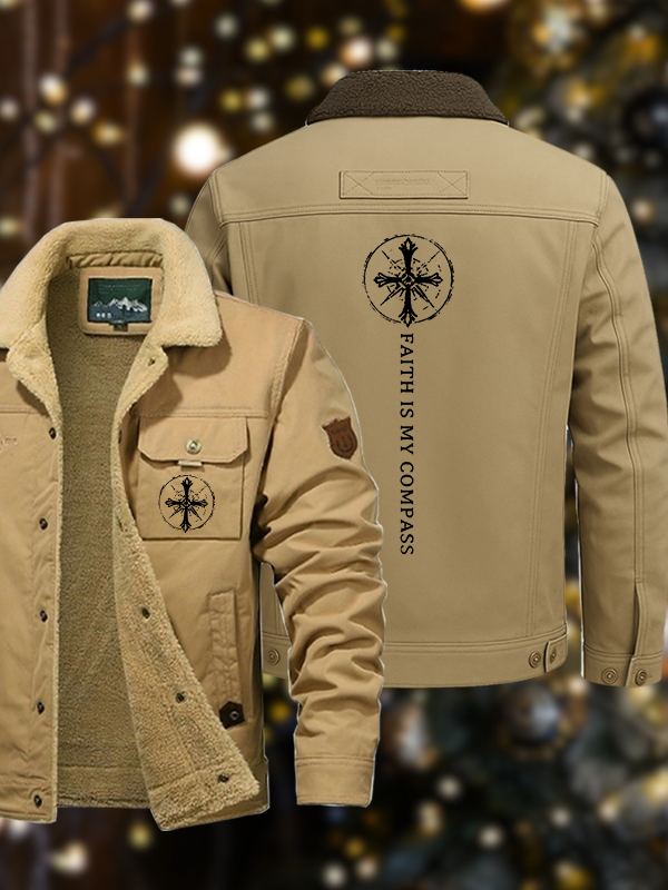 Men's Faith Is My Compass Casual Fleece-Lined Jacket