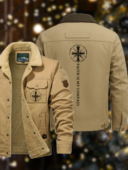 Men's Faith Is My Compass Casual Fleece-Lined Jacket