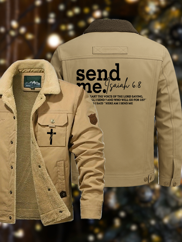 Men's Send Me Isaiah 6:8 Casual Fleece-Lined Jacket