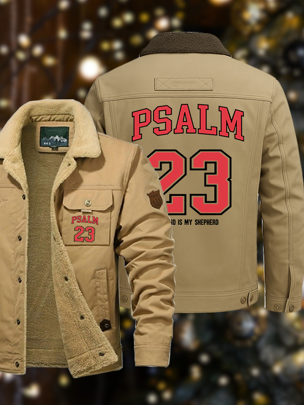 Men's Psalm 23 Casual Fleece-Lined Jacket