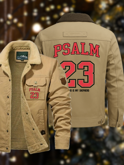 Men's Psalm 23 Casual Fleece-Lined Jacket