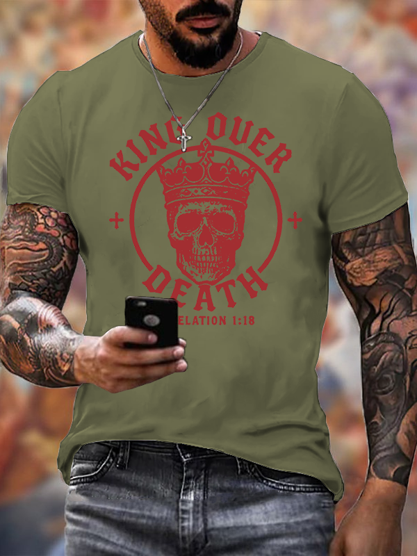 King Over Death Jesus God Christian Cotton T-Shirt