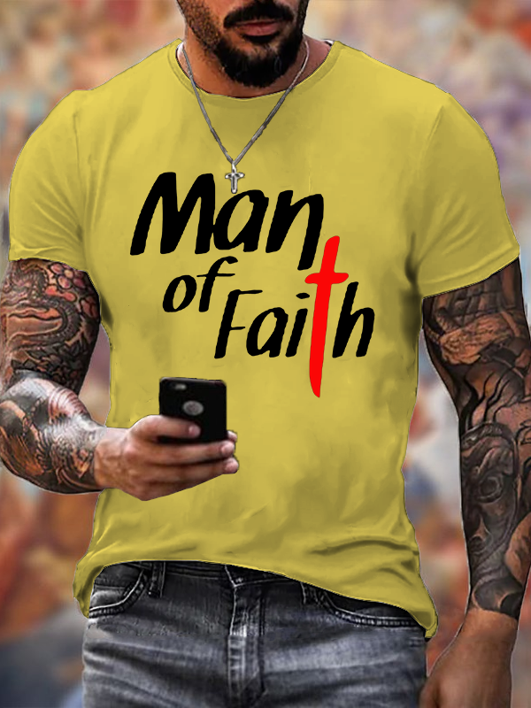 Man of Faith Jesus God Christian Cotton T-Shirt