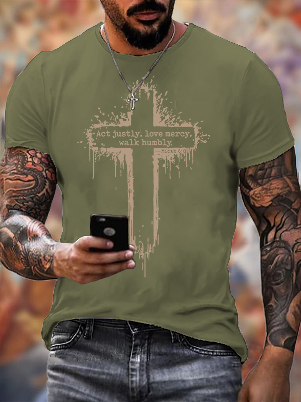 Micah 6:8  Jesus God Christian Cotton T-Shirt