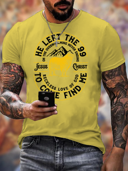 He Left The 99 Jesus God Christian Cotton T-Shirt