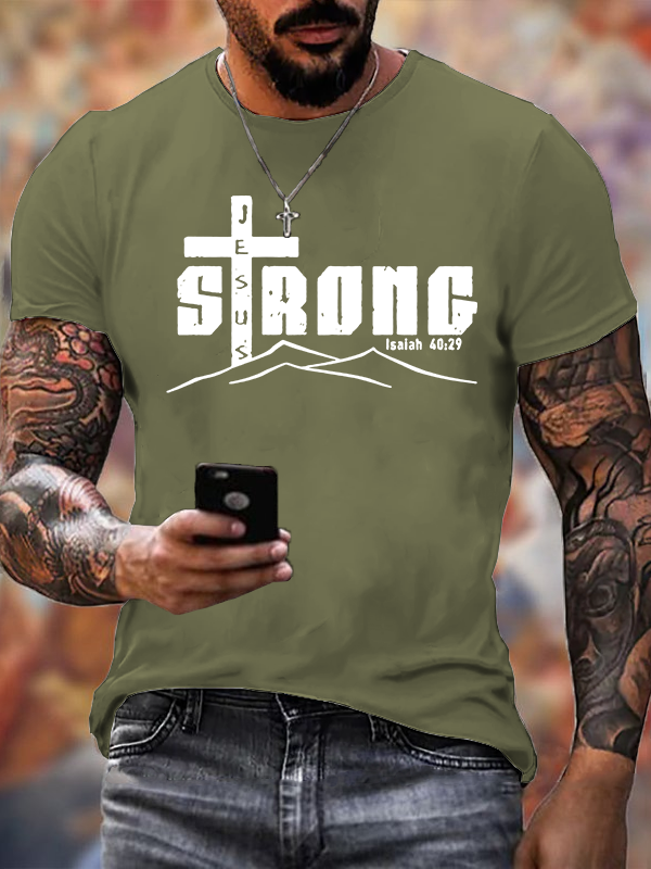 Jesus Strong Jesus God Christian Cotton T-Shirt