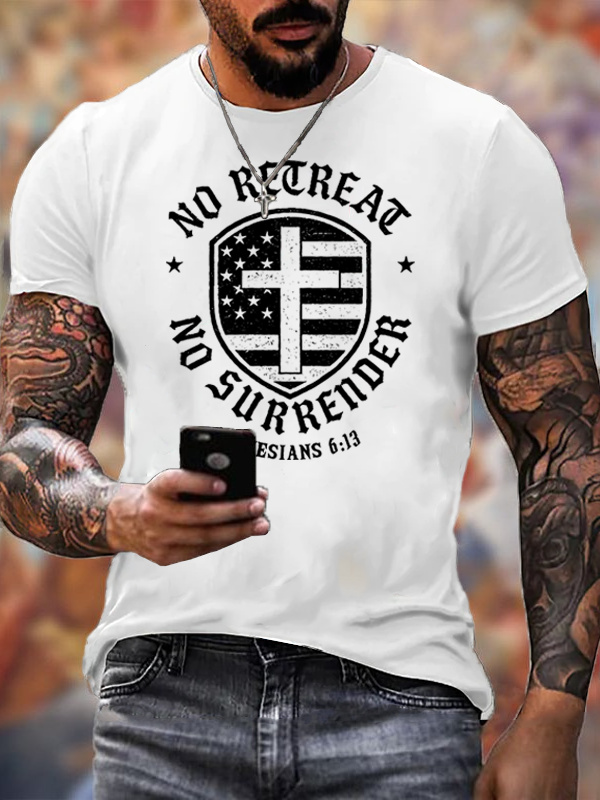 No Retreat Jesus God Christian Cotton T-Shirt
