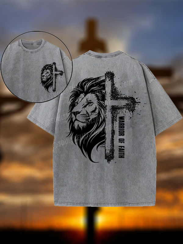 Warrior of Faith Christian Washed T-Shirt