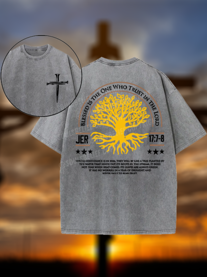 Blessed Is The One Who Trust In The Lord Jesus God Christian Washed T-Shirt