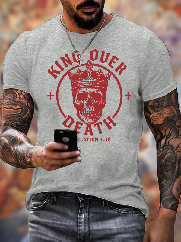 King Over Death Jesus God Christian Cotton T-Shirt