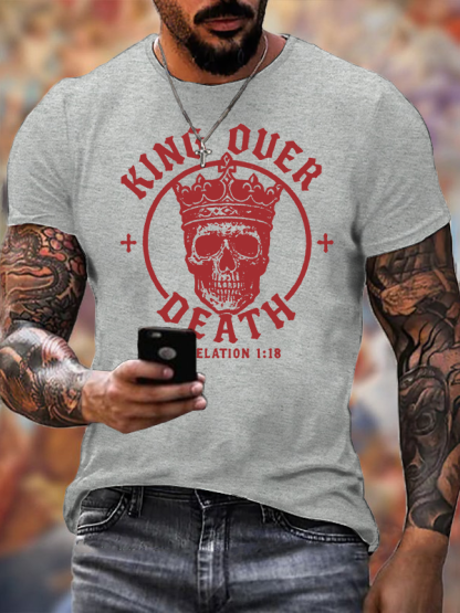 King Over Death Jesus God Christian Cotton T-Shirt
