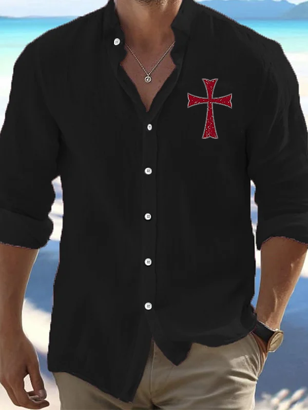 Knights Templar Crusader Cross Christian Resort Casual Shirt