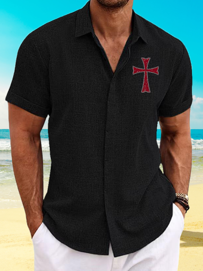 Knights Templar Crusader Cross  Jesus God Christian Short Sleeve Shirt