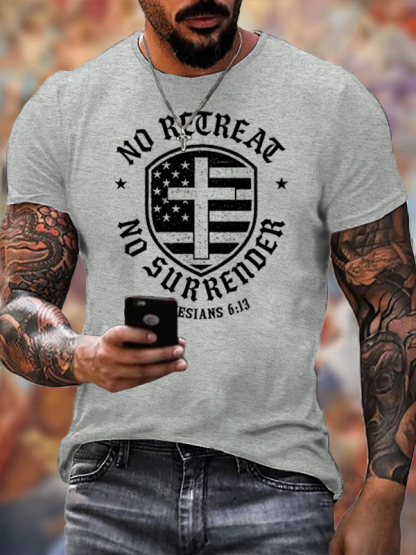 No Retreat Jesus God Christian Cotton T-Shirt