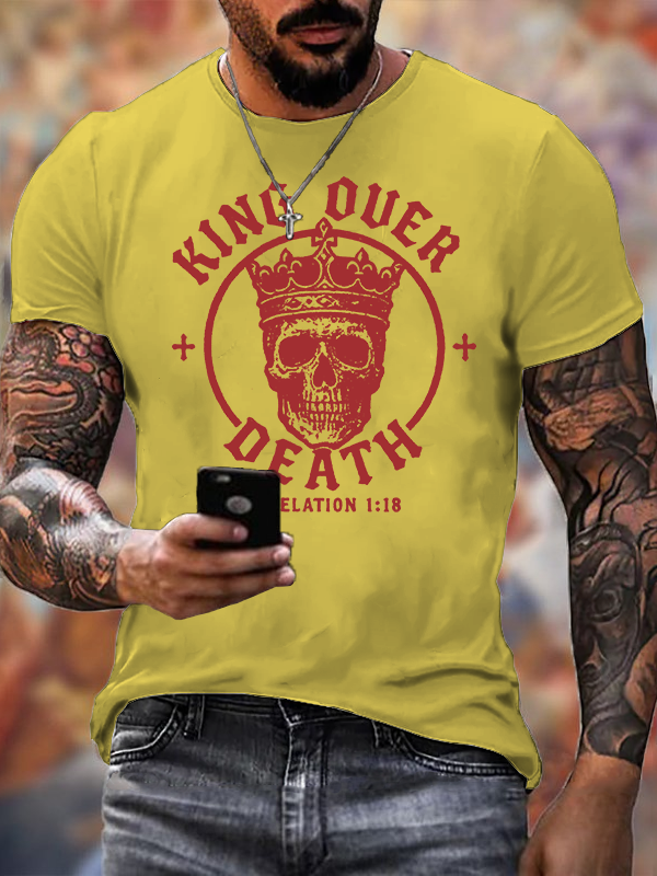 King Over Death Jesus God Christian Cotton T-Shirt