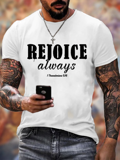 Rejoice Always Jesus God Christian Cotton T-Shirt