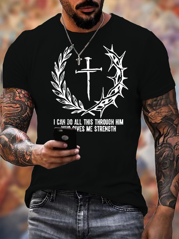 Man Of God Husband Dad Jesus God Christian Cotton T-Shirt