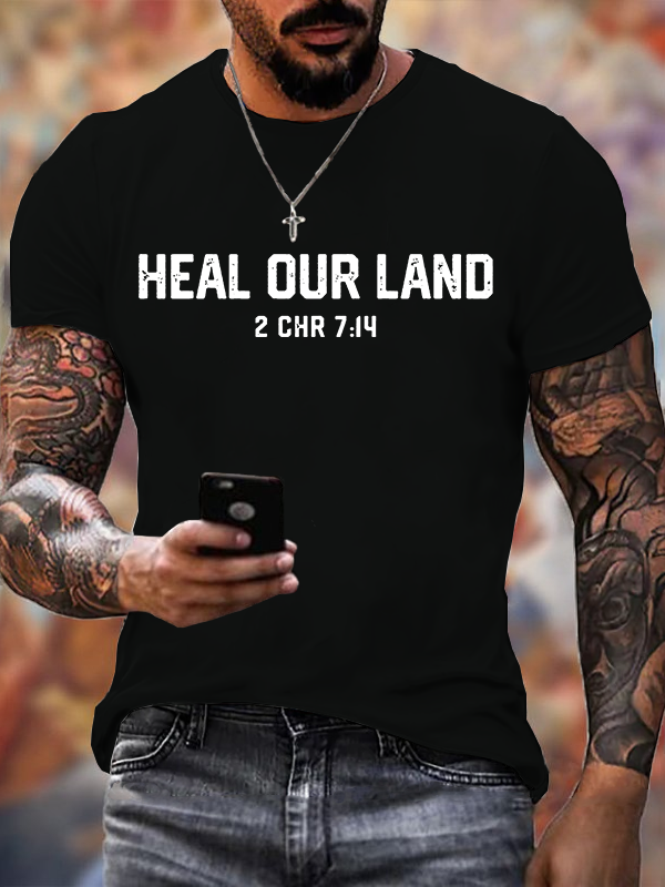 Man Of God Husband Dad Jesus God Christian Cotton T-Shirt