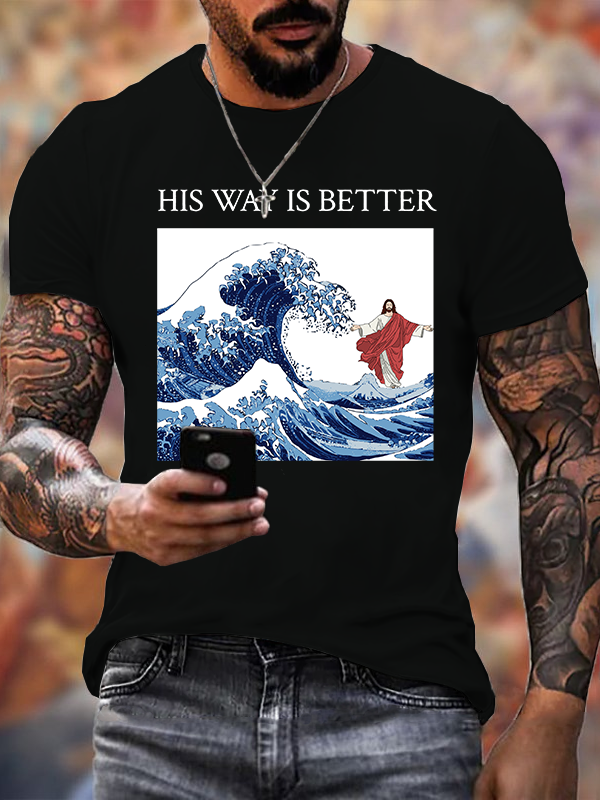 Man Of God Husband Dad Jesus God Christian Cotton T-Shirt