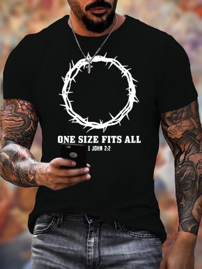 One Size Fits All Jesus God Christian Cotton T-Shirt