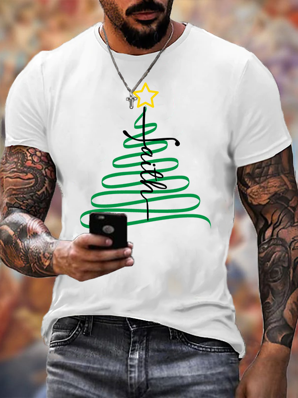 Christmas Cross Jesus God Christian Cotton T-Shirt