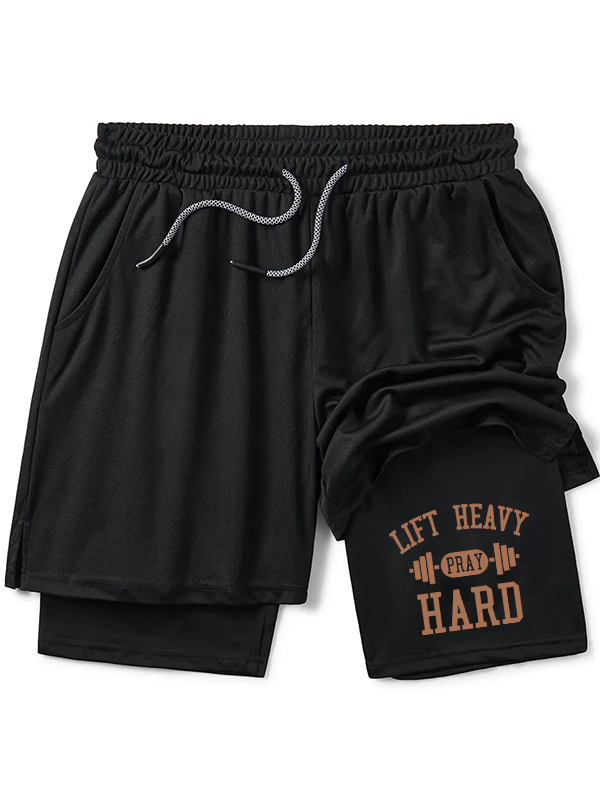 Lift Heavy Pray Hard  Christian Performance Shorts