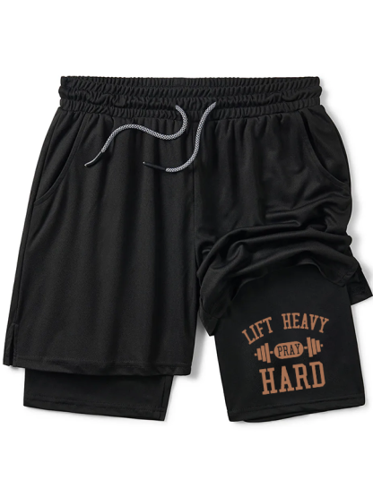 Lift Heavy Pray Hard  Christian Performance Shorts