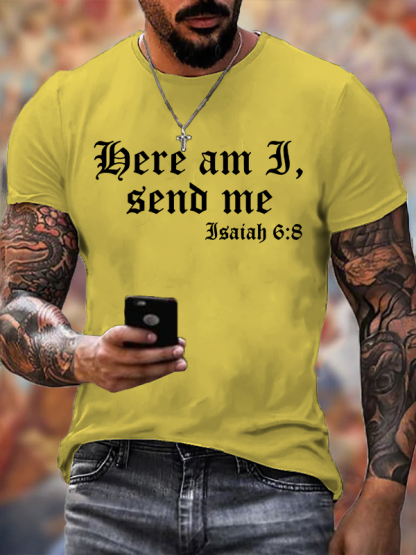 Here I Am, Send Me Jesus God Christian Cotton T-Shirt