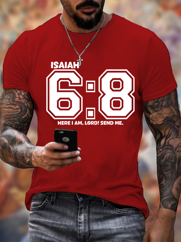 Here I am Lord Send Me Isaiah 6:8 Jesus God Christian Cotton T-Shirt