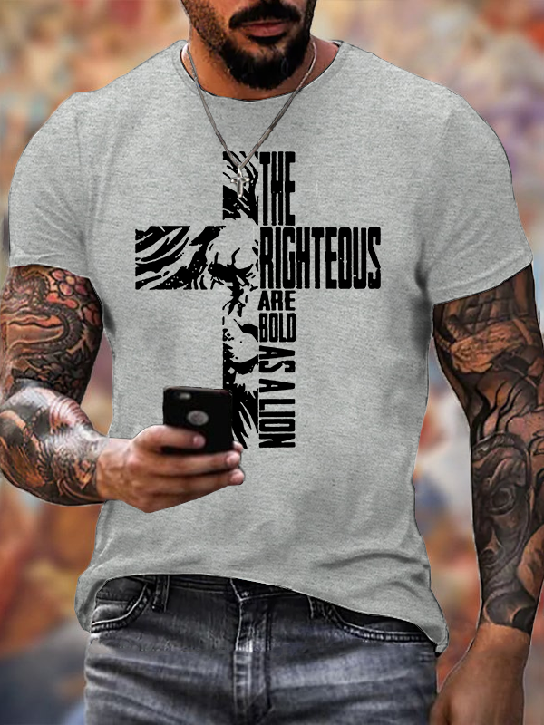 Bold as A Lion Jesus God Christian Cotton T-Shirt