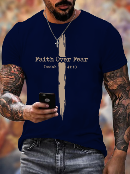 Faith Over Fear Jesus God Christian Cotton T-Shirt
