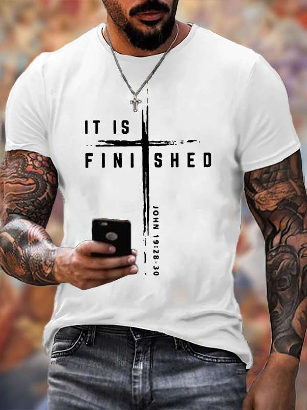 It Is Finished Jesus God Christian Cotton T-Shirt