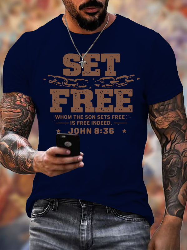 Set Free Jesus God Christian Cotton T-Shirt