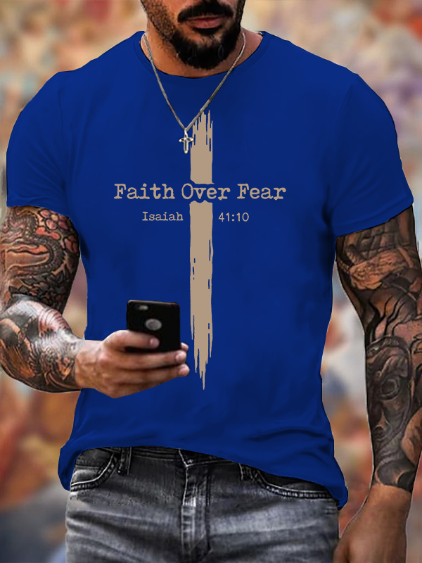 Faith Over Fear Jesus God Christian Cotton T-Shirt