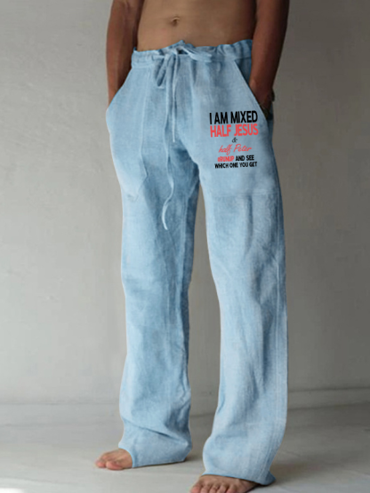 I Am Mixed Half Jesus & Half Peter Christian Beach Pants