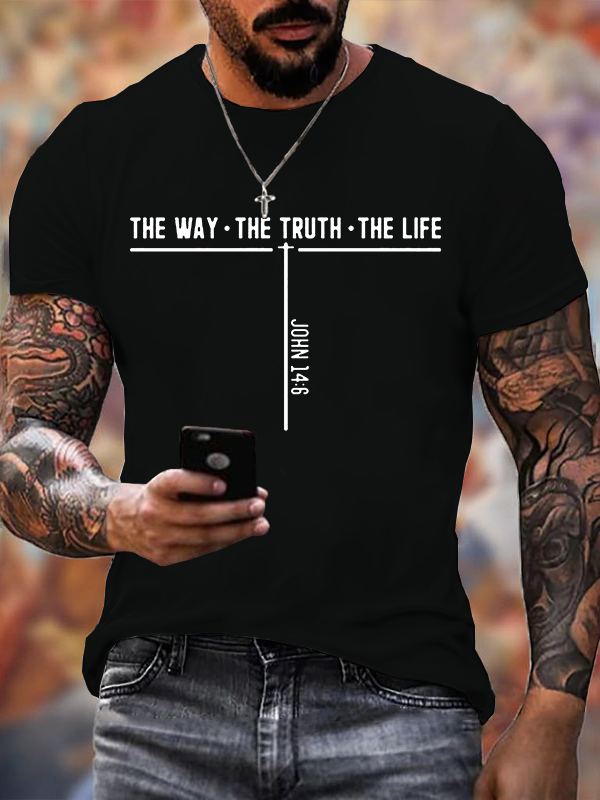 Jesus The Way Truth Life  Cross Jesus God Christian Cotton T-Shirt