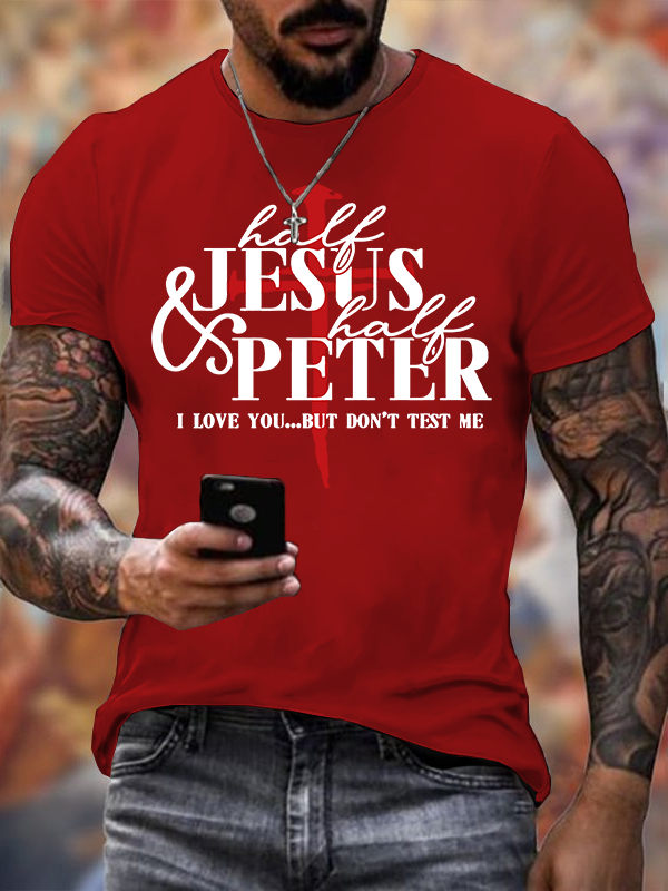 Man Of God Husband Dad Jesus God Christian Cotton T-Shirt