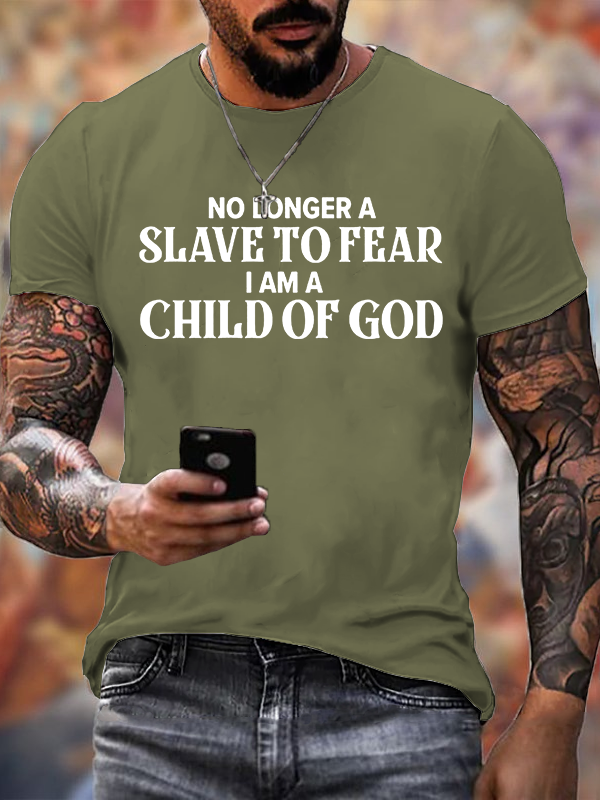 No Longer A Slave To Fear Jesus God Christian Cotton T-Shirt