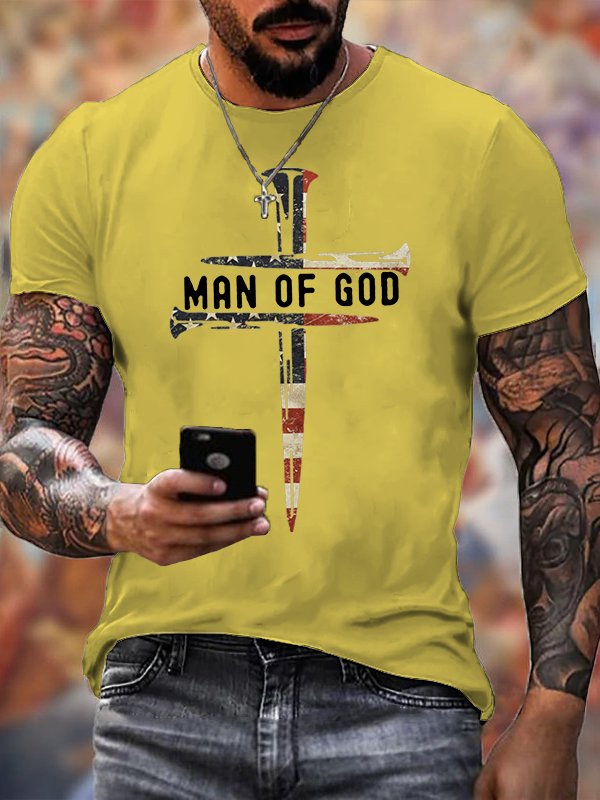Man Of God Jesus God Christian Cotton T-Shirt
