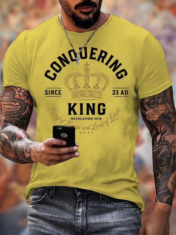 Conquering King Jesus God Christian Cotton T-Shirt