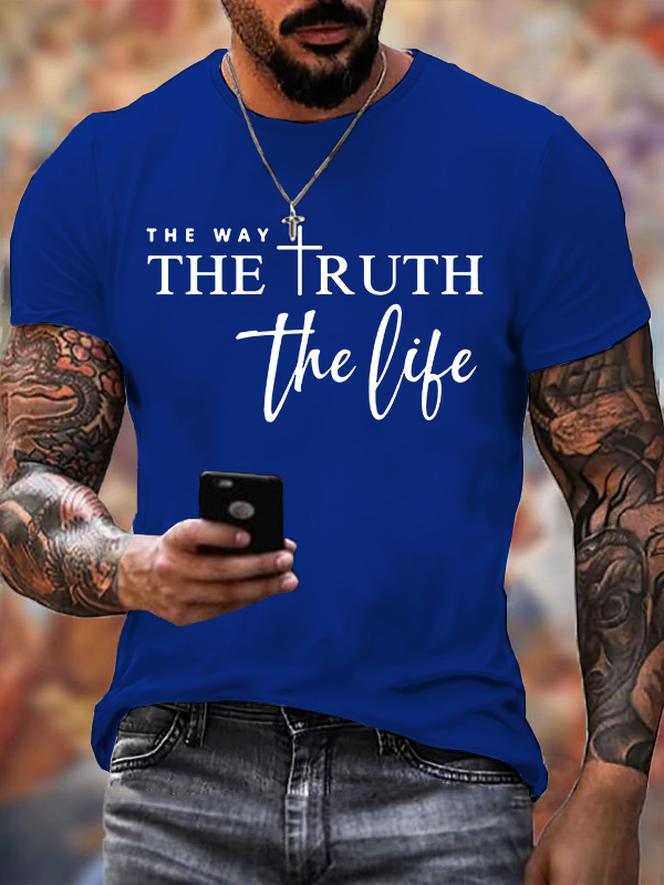 The Way The Truth The Life Jesus God Christian Cotton T-Shirt