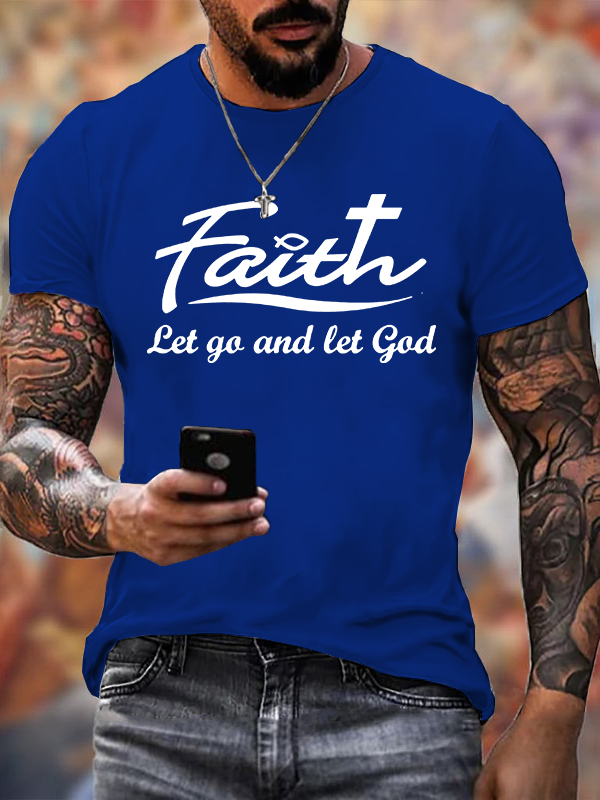  Let Go And Let God Jesus God Christian Cotton T-Shirt